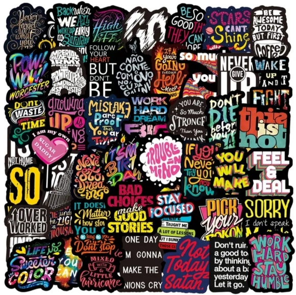 Sticker Supply Other - 50 Stickers | No Repeats | Glossy Finish | Durable | Waterproof | Reusable